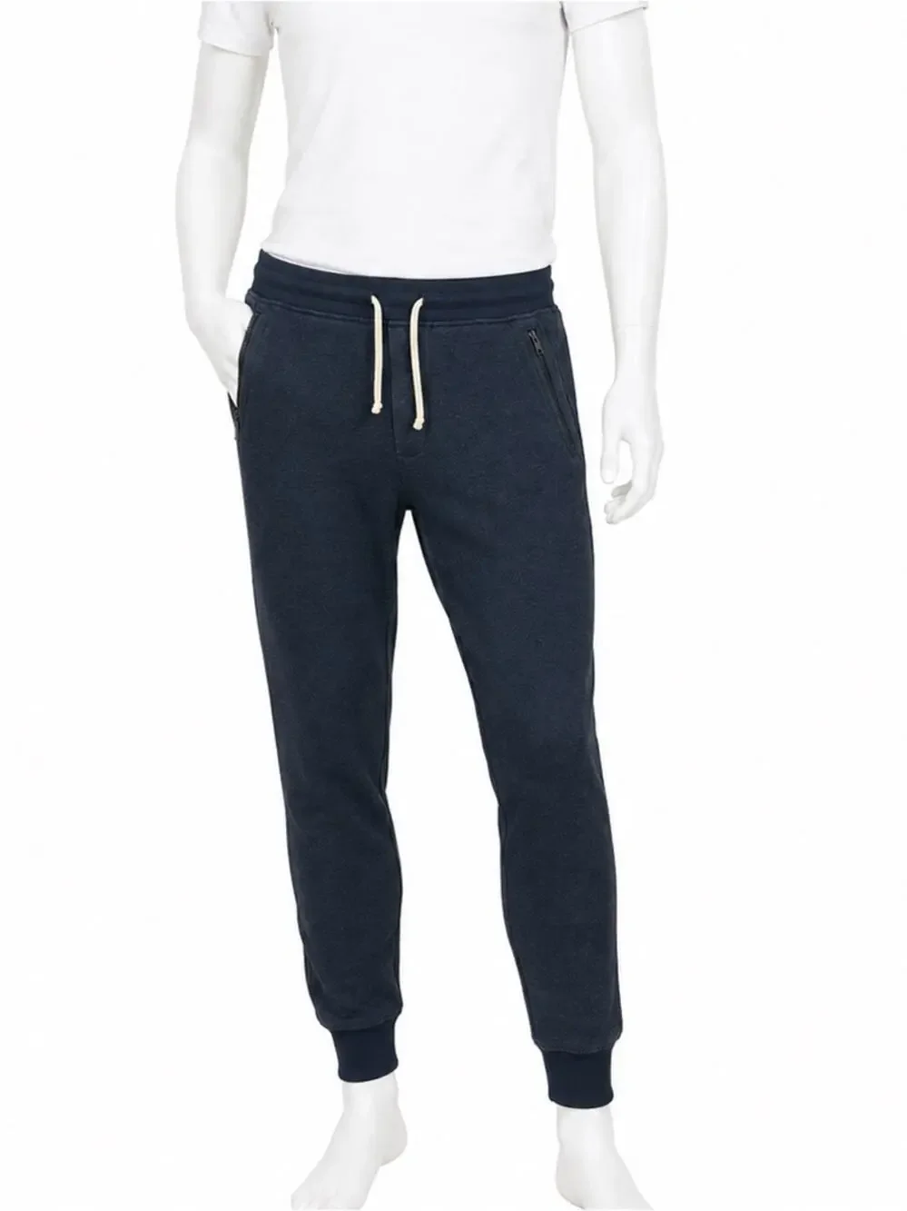 J.Crew Knit Goods Slim Jogger Sweatpants Navy Blue Zip Pocket Men’s Small